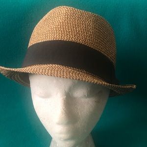 BP Woven Paper Fedora w Black Ribbon Band